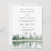 Rustieke bergbos watercolor QR-code bruiloft Kaart (Voorkant)