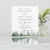 Rustieke bergbos watercolor QR-code bruiloft Kaart (Staand voorkant)