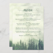 Rustieke Bergdennen Bomen Groene Bruiloft Menu (Voorkant / Achterkant)