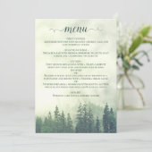 Rustieke Bergdennen Bomen Groene Bruiloft Menu (Staand voorkant)