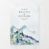 Rustieke Bergdennen Bos QR Code Bruiloft Drieluik Uitnodiging (Cover)