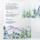 Rustieke Bergdennen Bos QR Code Bruiloft Drieluik Uitnodiging (Binnenzijde eerst)