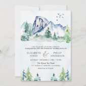 Rustieke Bergdennen Bos QR Code Bruiloft Kaart (Voorkant)