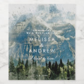 rustieke bergen aquarel bruiloft wijn fles wijn etiket (Enkel label)