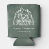 Rustieke bergen avontuur begint groene bruiloft blikjeskoeler (Achterkant)