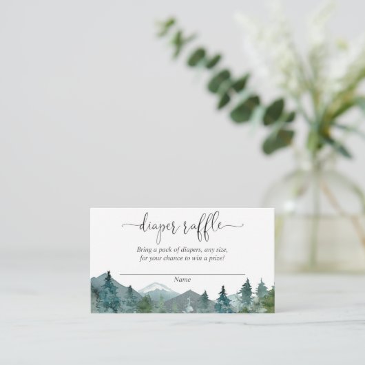 Rustieke bergen baby shower luier verloting kaarte informatiekaartje (Staand voorkant)