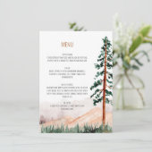 Rustieke Bergen Bomen Landschap Bruiloft Menu Kaart (Staand voorkant)