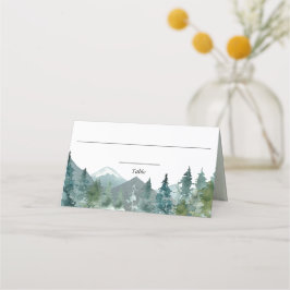 Rustieke bergen bos aquarel plaatskaart plaatskaartje