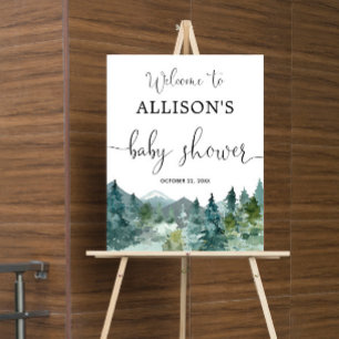 Rustieke bergen bos baby shower welkomstbord poster