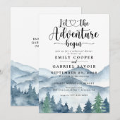 Rustieke bergen bos bruiloft repetitie diner kaart (Voorkant / Achterkant)