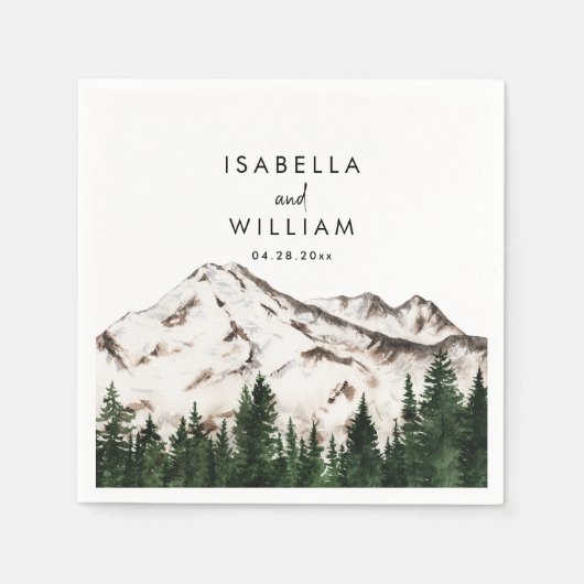 Rustieke bergen bos bruiloft servet (Voorkant)