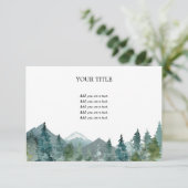 Rustieke bergen bos waterverf blanco insert informatiekaartje (Staand voorkant)