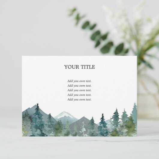 Rustieke bergen bos waterverf blanco insert informatiekaartje (Staand voorkant)