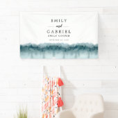 Rustieke bergen bos Waterverf bruiloft banner (Insitu)