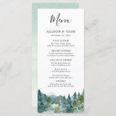 Rustieke Bergen Bos waterverf bruiloft menu (Voorkant / Achterkant)