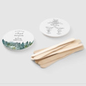 Rustieke bergen bos waterverf bruiloft programma handwaaier (Niet-gemonteerd)