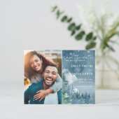 Rustieke bergen bruiloft budget Save the Date Kaar Briefkaart (Staand voorkant)