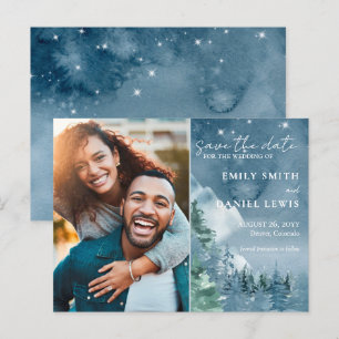 Rustieke bergen bruiloft budget Save the Date Kaar Briefkaart