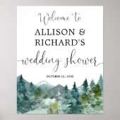 Rustieke bergen bruiloftsshower welkomstbord poster (Voorkant)