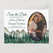 Rustieke bergen & dennen ovale foto opslaan van de aankondigingskaart (Voorkant)