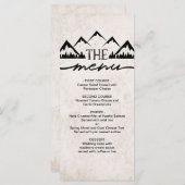 Rustieke bergen & dennenbomen Bruiloft Menu (Voorkant / Achterkant)