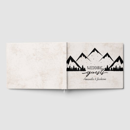 Rustieke bergen & dennenbomen Bruiloft Monogram Gastenboek (Volledig)