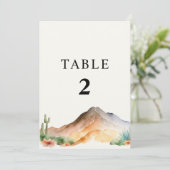 Rustieke bergen | Desert Trouwtafel nummer Kaart (Staand voorkant)