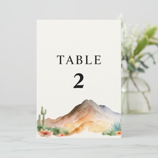 Rustieke bergen | Desert Trouwtafel nummer Kaart (Staand voorkant)