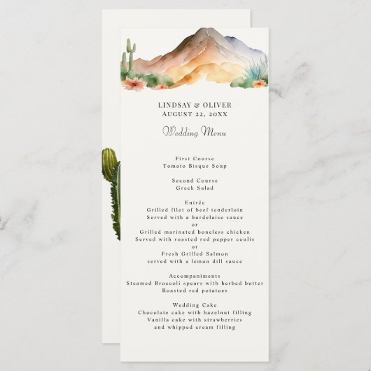 Rustieke bergen | Desert Wedding Reception Menu (Voorkant / Achterkant)