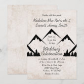 Rustieke bergen en dennenbomen bruiloft uitnodigin kaart (Voorkant / Achterkant)