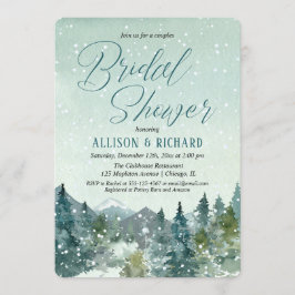 Rustieke bergen en sneeuwkoppels vrijgezellenfeest kaart