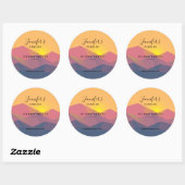 Rustieke bergen geometrische minimalistische kaars ronde sticker (Vel)