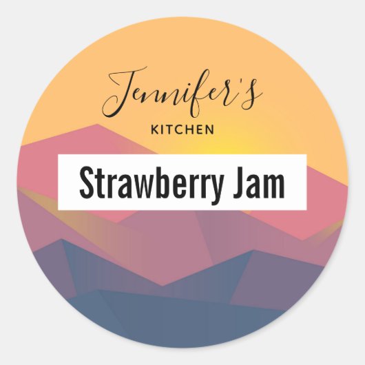 Rustieke bergen Geometrische minimalistische keuke Ronde Sticker (Voorkant)