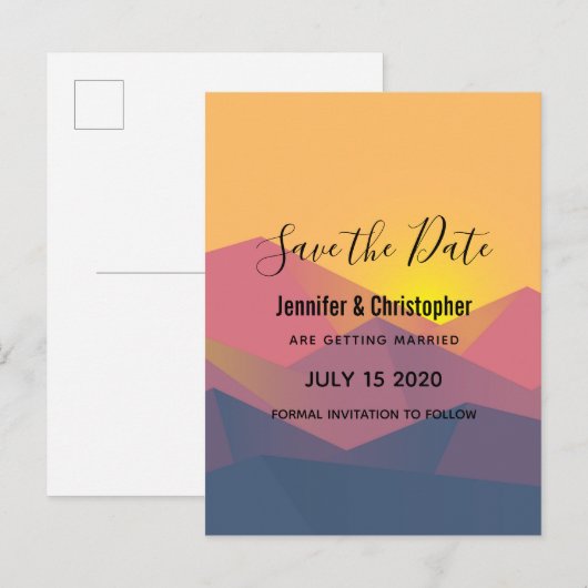 Rustieke bergen Geometrische veelhoeken opslaan de Uitnodiging Briefkaart (Voorkant / Achterkant)