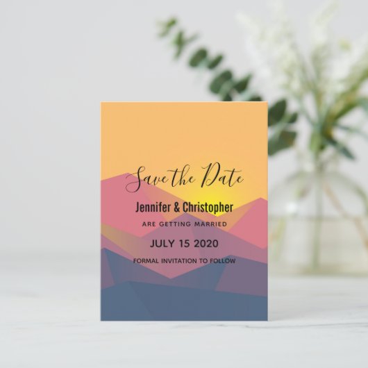 Rustieke bergen Geometrische veelhoeken opslaan de Uitnodiging Briefkaart (Staand voorkant)