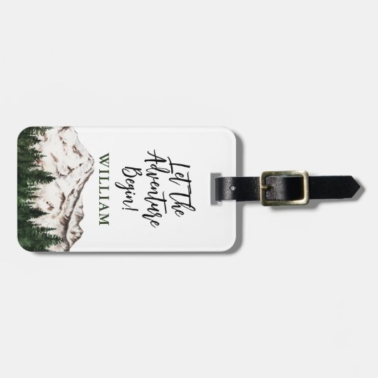 Rustieke bergen gepersonaliseerd bagagelabel (Voorkant horizontaal)