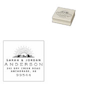 Rustieke bergen getrouwd paar retour adres rubberstempel (Gestempeld)