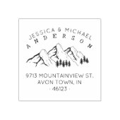 Rustieke bergen getrouwd paar retour adres rubberstempel (Afrduk)