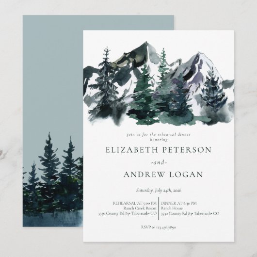 Rustieke bergen | repetitie diner kaart (Voorkant / Achterkant)