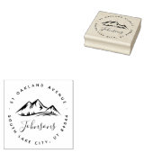 Rustieke bergen rond stijlvol retour adres rubberstempel (Gestempeld)