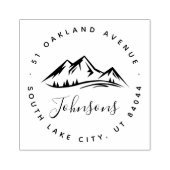 Rustieke bergen rond stijlvol retour adres rubberstempel (Afrduk)