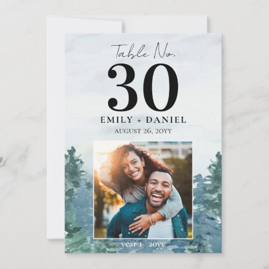 Rustieke Bergen Trouwtafel nummer w / foto 5x7 (Voorkant)