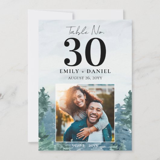 Rustieke Bergen Trouwtafel nummer w / foto 5x7 (Achterkant)