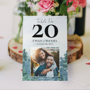 Rustieke Bergen Trouwtafel nummer w / foto 5x7