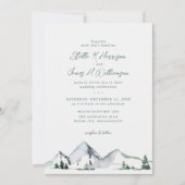Rustieke bergen watercolor QR-code bruiloft Kaart (Voorkant)