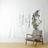 Rustieke bergen waterverf fotocabine achtergrond wandkleed (In Situ (horizontaal))