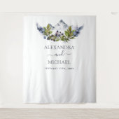 Rustieke bergen waterverf fotokabine achtergrond wandkleed (Voorkant)