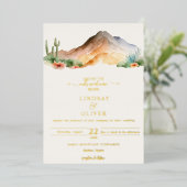 Rustieke bergen | Woestijnbruiloft Folie Uitnodiging (Staand Voorkant)
