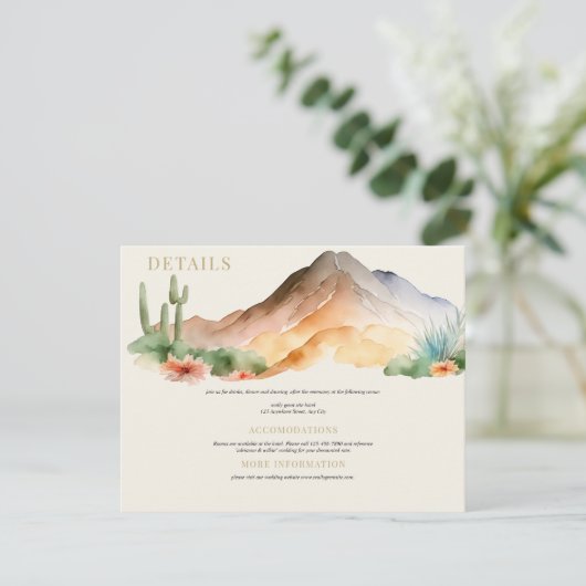 Rustieke bergen | Woestijnbruiloft Informatiekaartje (Staand voorkant)