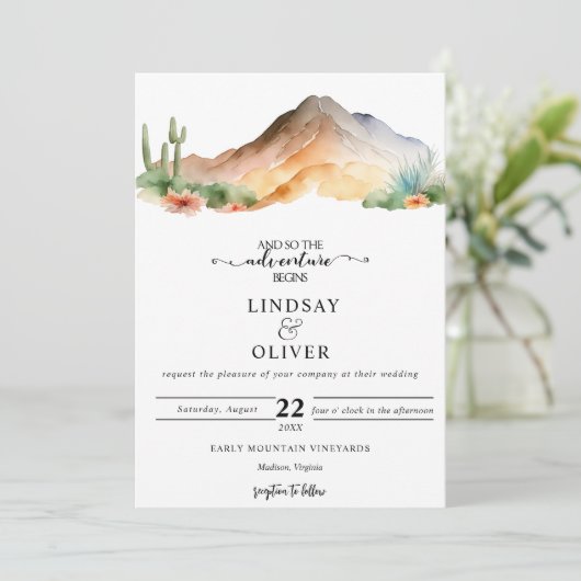 Rustieke bergen | Woestijnbruiloft Kaart (Staand voorkant)